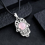 FREE Today: Strength and Protection Natural Black Obsidian Hamsa Palm Inlay Crystal Necklace