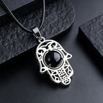 FREE Today: Strength and Protection Natural Black Obsidian Hamsa Palm Inlay Crystal Necklace