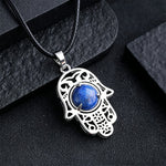 FREE Today: Strength and Protection Natural Black Obsidian Hamsa Palm Inlay Crystal Necklace