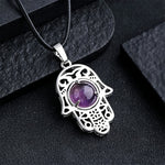 FREE Today: Strength and Protection Natural Black Obsidian Hamsa Palm Inlay Crystal Necklace