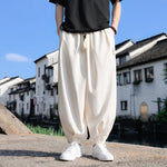 Buddha Stones Summer Drawstring Solid Ankle Length Men's Harem Pants With Pockets