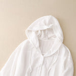 Buddha Stones Summer Casual Drawstring Solid Hooded Women's Long Sleeve Shirts