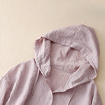 Buddha Stones Summer Casual Drawstring Solid Hooded Women's Long Sleeve Shirts