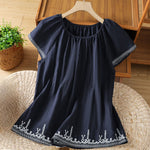 Buddha Stones Summer Boho Embroidery Floral Women's Short Sleeve T-Shirts