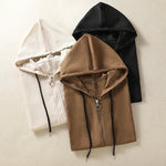 Buddha Stones Summer Casual Drawstring Solid Zipper Design Women's Sleeveless Hooded Shirts With Pockets