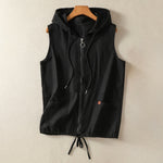 Buddha Stones Summer Casual Drawstring Solid Zipper Design Women's Sleeveless Hooded Shirts With Pockets
