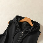 Buddha Stones Summer Casual Drawstring Solid Zipper Design Women's Sleeveless Hooded Shirts With Pockets