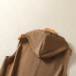 Buddha Stones Summer Casual Drawstring Solid Zipper Design Women's Sleeveless Hooded Shirts With Pockets