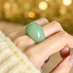 Buddha Stones Natural Green Aventurine Wide Balance Ring