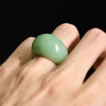 Buddha Stones Natural Green Aventurine Wide Balance Ring
