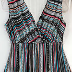 Buddha Stones Summer Bohemian Stripes V-Neck Women's Summer Sleeveless Dress