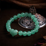 Buddha Stones Natural Amethyst Green Aventurine Tiger Eye Strawberry Quartz Love Heart Spiritual Bracelet