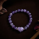 Buddha Stones Natural Amethyst Green Aventurine Tiger Eye Strawberry Quartz Love Heart Spiritual Bracelet