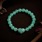 Buddha Stones Natural Amethyst Green Aventurine Tiger Eye Strawberry Quartz Love Heart Spiritual Bracelet