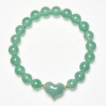 Buddha Stones Natural Amethyst Green Aventurine Tiger Eye Strawberry Quartz Love Heart Spiritual Bracelet