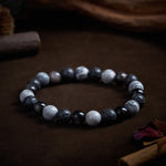 FREE Today: Support and Strength Black Obsidian Lava Rock Picasso Jasper Beads Bracelet