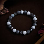 FREE Today: Support and Strength Black Obsidian Lava Rock Picasso Jasper Beads Bracelet