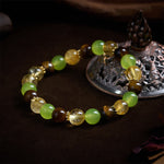 FREE Today: Prosperity and Happiness Natural Citrine Tiger Eye Green Jade Bracelet