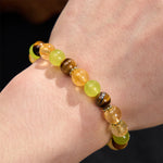 FREE Today: Prosperity and Happiness Natural Citrine Tiger Eye Green Jade Bracelet