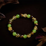 FREE Today: Prosperity and Happiness Natural Citrine Tiger Eye Green Jade Bracelet