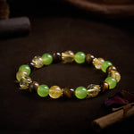 FREE Today: Prosperity and Happiness Natural Citrine Tiger Eye Green Jade Bracelet