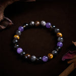 FREE Today: Inner Peace and Healing Natural Amethyst Tiger Eye Black Obsidian Smoky Quartz Bracelet