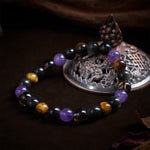 FREE Today: Inner Peace and Healing Natural Amethyst Tiger Eye Black Obsidian Smoky Quartz Bracelet