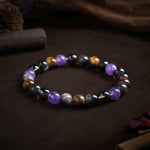 FREE Today: Inner Peace and Healing Natural Amethyst Tiger Eye Black Obsidian Smoky Quartz Bracelet