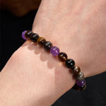 FREE Today: Inner Peace and Healing Natural Amethyst Tiger Eye Black Obsidian Smoky Quartz Bracelet