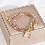 FREE Today: Positive and Healing Natural Strawberry Quartz Amethyst Double Wrap Bracelet