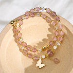 FREE Today: Positive and Healing Natural Strawberry Quartz Amethyst Double Wrap Bracelet