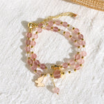 FREE Today: Positive and Healing Natural Strawberry Quartz Amethyst Double Wrap Bracelet