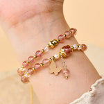 FREE Today: Positive and Healing Natural Strawberry Quartz Amethyst Double Wrap Bracelet