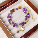 FREE Today: Positive and Healing Natural Strawberry Quartz Amethyst Double Wrap Bracelet