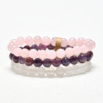 Buddha Stones Amethyst Rose Quartz Crystal Spiritual Awareness Bracelet