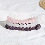 Buddha Stones Amethyst Rose Quartz Crystal Spiritual Awareness Bracelet