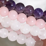 Buddha Stones Amethyst Rose Quartz Crystal Spiritual Awareness Bracelet