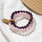 Buddha Stones Amethyst Rose Quartz Crystal Spiritual Awareness Bracelet