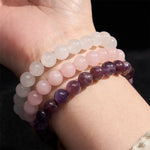 Buddha Stones Amethyst Rose Quartz Crystal Spiritual Awareness Bracelet