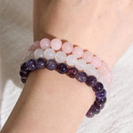 Buddha Stones Amethyst Rose Quartz Crystal Spiritual Awareness Bracelet