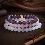 Buddha Stones Amethyst Rose Quartz Crystal Spiritual Awareness Bracelet