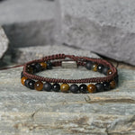 FREE Today: Protection and Courage 2Pcs Natural Tiger Eye Black Obsidian String Bracelet