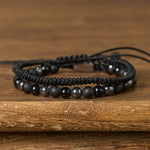 FREE Today: Protection and Courage 2Pcs Natural Tiger Eye Black Obsidian String Bracelet
