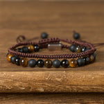 FREE Today: Protection and Courage 2Pcs Natural Tiger Eye Black Obsidian String Bracelet