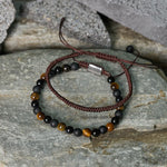 FREE Today: Protection and Courage 2Pcs Natural Tiger Eye Black Obsidian String Bracelet