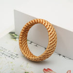 Buddha Stones Natural Rattan Protection Hand-Woven Boho Wide Bracelet Bangle