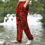 Buddha Stones Cotton Ocean Wave Pattern Men's Tapered Pants With Pockets