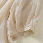 Buddha Stones Summer Vintage Button-Up Solid Women's Elbow-Length Sleeve Shirts