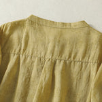 Buddha Stones Summer Vintage Button-Up Solid Women's Elbow-Length Sleeve Shirts
