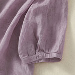 Buddha Stones Summer Vintage Button-Up Solid Women's Elbow-Length Sleeve Shirts
